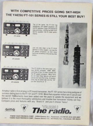 Vintage 1976 Yaesu Ft - 101 Transceiver Ham Radio Print Ad