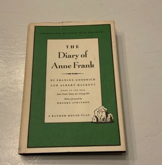 The Diary Of Anne Frank Vtg Theatre Pulitzer Prize Drama Random House Play Hc Dj