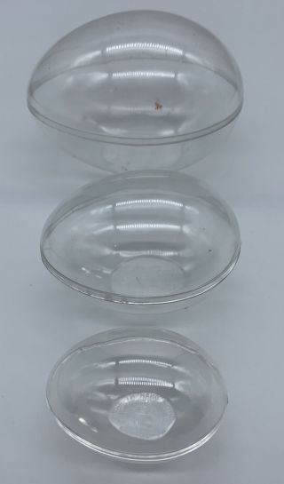 Vintage 1971 Wilton Clear Plastic Nesting Egg Containers Flat Bottom Hong Kong