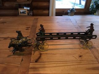 Antique Cast Iron Horse Drawn Fire Engine Ladder Wagon Parts