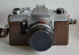 Vintage Beseler Topcon Auto 100 35mm Camera W/ Fitted Leather Case -