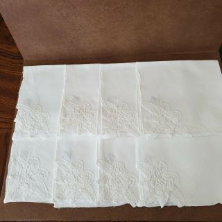 Set Of 8 Vintage 100 Cotton White Napkins Imperial Elegance Made In Usa