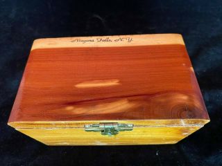 Vintage Cedar Wood Trinket Box W/latch Souvenir Niagara Falls York