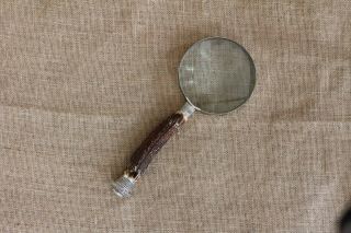Stag Horn Handled Magnifying Glass With Silver Plated Mounts