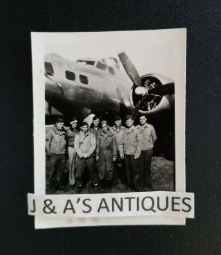 Vintage Wwii U.  S Military Flight Crew By Aircraft Photo Aviation