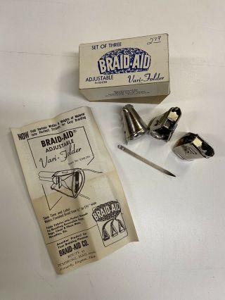 Set Of 3 Vintage Braid - Aid Tools Vari - Folder & Adjustable With Instructions