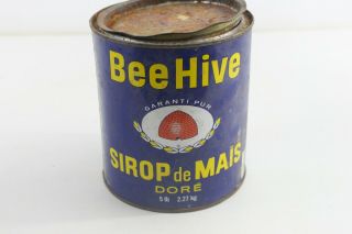 Vintage Canadian 5 Lb Bee Hive Corn Golden Corn Syrup Tin Can Kitchen Decor M80