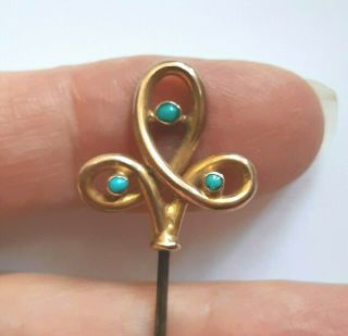 Antique Victorian 9ct Gold Turquoise Knot Hat Pin C V & Co