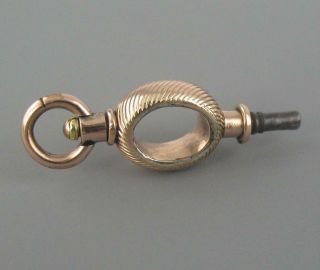 Antique Georgian Victorian Rose Gold Swivel Pocket Watch Key Fob Charm Pendant