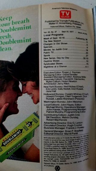 Vintage Sept.  10,  1977 TV GUIDE Special Issue FALL PREVIEW 75 Pages 3