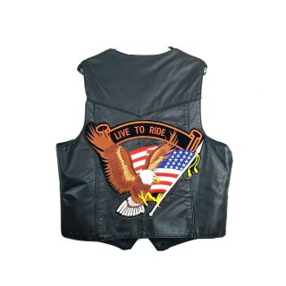 Vintage Harley Davidson Mens Park V Leather Vest Usa Motorcycle Biker Sz 44 Xl