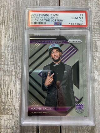 2018 Panini Prizm Luck Of The Lottery Marvin Bagley Iii Rookie Rc Psa 10 Pmjs