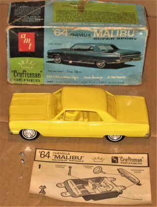 Amt Craftsman 1964 Chevy Chevelle Malibu Vintage 1/25 Model Car Kit Built W/box