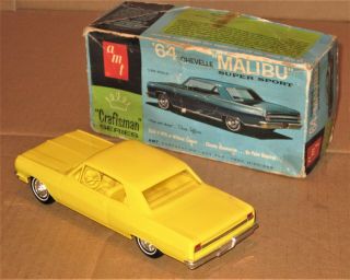 AMT CRAFTSMAN 1964 CHEVY CHEVELLE MALIBU VINTAGE 1/25 MODEL CAR KIT BUILT w/BOX 3