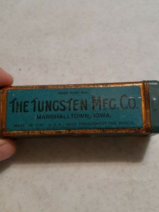 Vintage Tungsten Mfg Co Marshalltown Iowa spark plug and tin 3