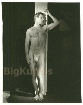 1940s Vintage Male Nude Handsome Hairy Athlete Full Pouch Muscle Beefcake