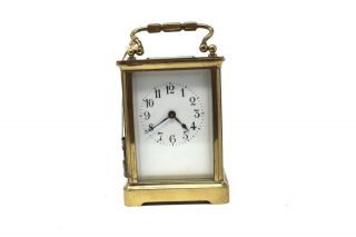 Antique Victorian Edwardian Brass Key Wind Carriage Clock A/f 27768