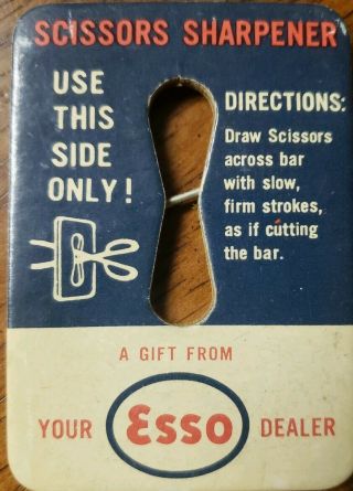 Vintage Esso Gas Dealer Cardboard Scissors Sharpener
