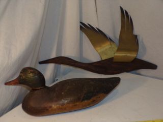 Antique Wood Duck Hunting Decoy & Vintage Duck Wall Art Hanging