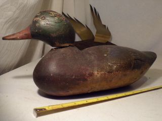 Antique Wood Duck Hunting Decoy & Vintage Duck Wall Art Hanging 2