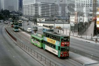 35mm Slide Hong Kong Double Decker Tram Strassenbahn 11 1980