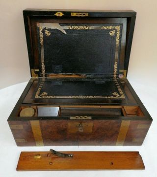 Antique Vintage Wooden Writing Slope Desk Box Restoration Project (d2)