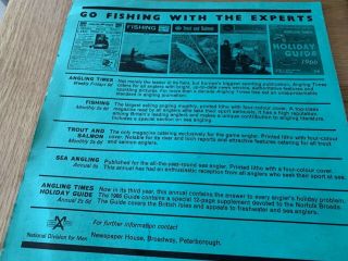 VINTAGE ' ANGLING TIMES CHART OF FRESHWATER FISH ' - 3