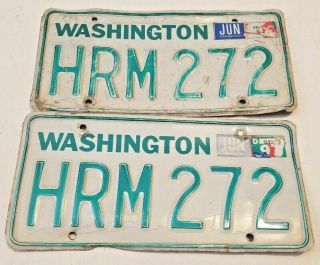 Vintage Washington License Plates Matching Pair Set 1980 