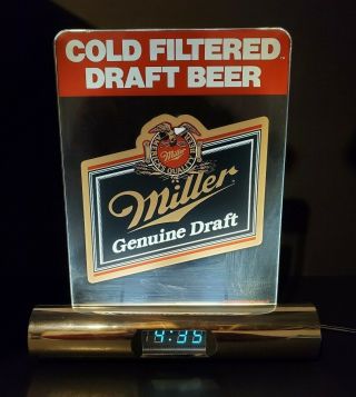 Vintage 1988 Miller Draft Beer Advertising Light & Clock Euc