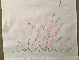 Vintage Dress Cover/table Runner Linen Hand Embroidered 36” X 16”