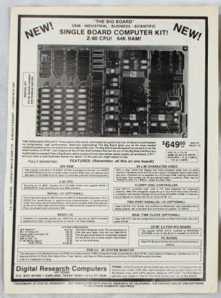 Vintage 1981 Zilog Z - 80 Cpu Pc Motherboard Board Computer Print Ad