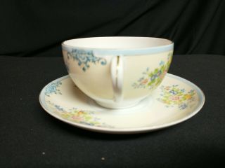 Vintage Gold Castle Tea Cup and Saucer Japan Blue Gold Trim Flowers 3