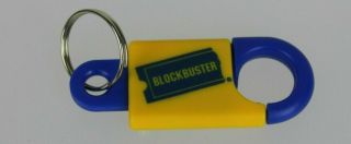 Vintage Blockbuster Video Plastic Keychain Key Ring Blue Yellow Key Chain