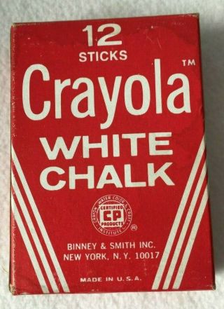 Vintage Crayola White Chalk Red Box Binney & Smith No.  320 Sticks