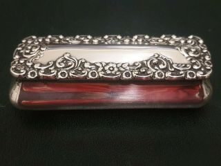 Antique English Hallmarked Silver Gilt Lined Box / Snuffbox