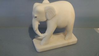 A Heavy White Alabaster Figure Of A Elephant In