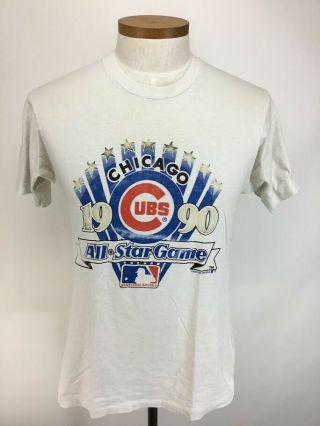 Vtg Chicago Cubs T Shirt 1990 All Star Game Wrigley Field Mlb Distressed Large