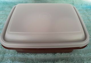 Vintage Tupperware Pak - N - Carry W/ 3 Containers Lunch Box 1254 Brown W/ Almond
