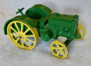 Vtg John Deere Toy Tractor 1/16th Model D Die Cast Metal Green & Yellow - Ertl?