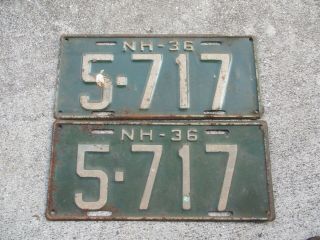 Hampshire 1936 License Plate Pair 5 - 717