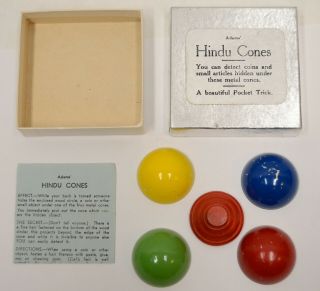 Vintage Adams Hindu Cones Magic Trick Complete Metal Cones