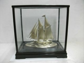 The Sailboat Of Sterling Silver Of Japan.  2masts.  130g/ 4.  58oz.  Japanese Antique