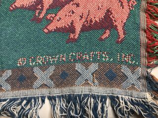 Vintage Crown Crafts Throw Blanket Woven Tapestry Noah’s Ark Animals 3