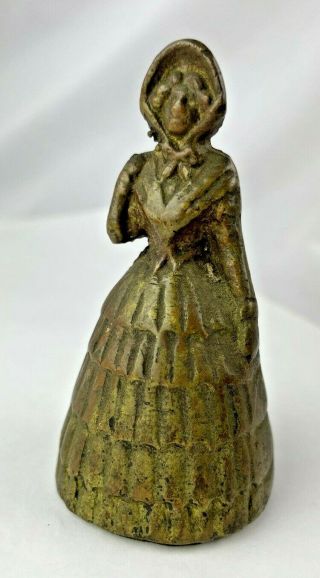 Vintage Bronze Table Bell Of Victorian Lady Feet Clapper