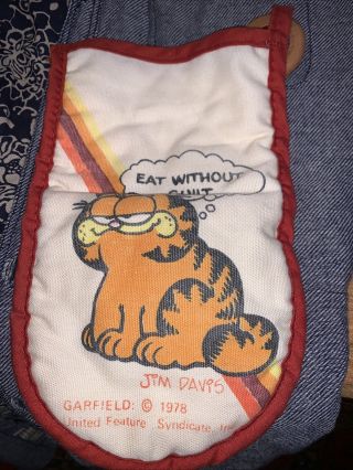 Vintage 1978 Garfield The Cat Jim Davis “eat Without Guilt” Oven Mitt Glove