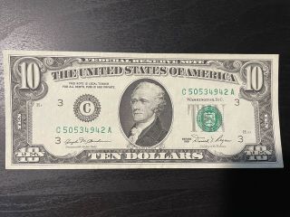 1981 G $10 Ten Dollar Bill Federal Reserve Note Vintage Old Currency
