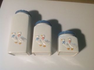 Vintage Otagiri Geese Duck Goose Canister Set Of Three
