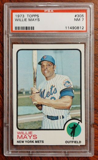 1973 Topps Willie Mays Baseball Card 305 Psa 7 York Mets