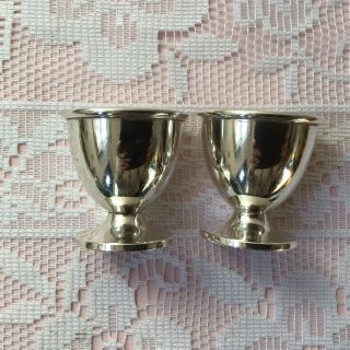 Early 20c Solid 835 German Silver Pedestal Egg Cups.  50.  12g