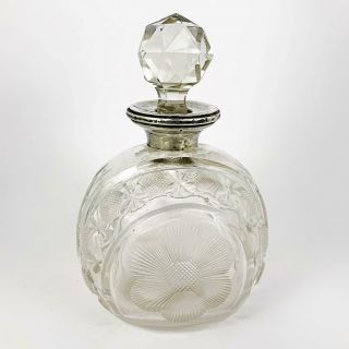 George V Sterling Silver & Cut Glass Perfume Scent Bottle London 1929 C&a